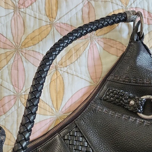 Vintage Brighton Black Hobo Bag with Woven Detailing - Picture 13 of 15